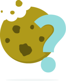 Ein angebissener Keks mit einem Fragezeichen davor.
