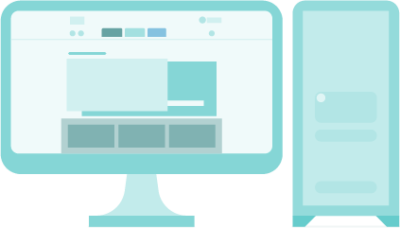 Ein Bildschirm und ein Rechner stehen nebeneinander.