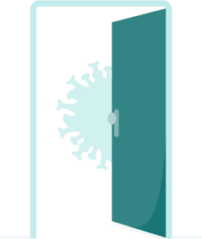 Hinter einer geöffneten Tür befindet sich ein Virus.