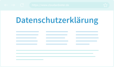 Auf einer Internetseite wird die Datenschutzerklärung angezeigt.