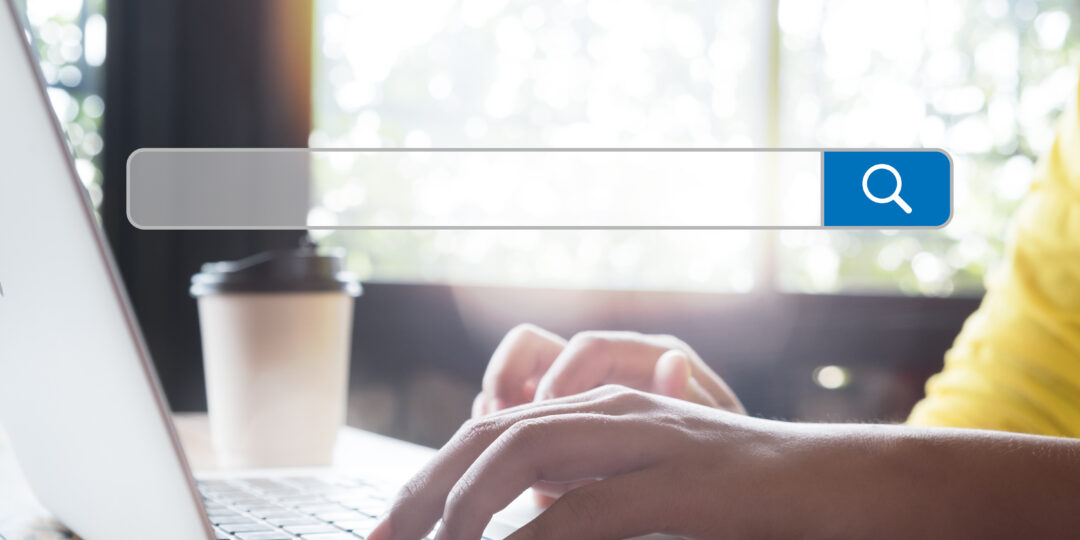 Women use laptop to search a data