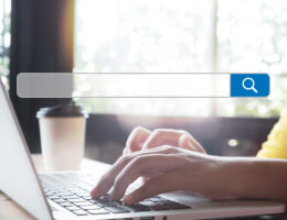 Women use laptop to search a data