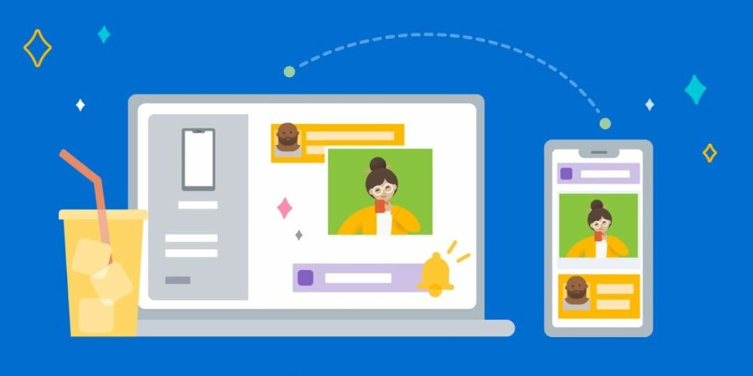 Grafische Darstellung der Verbindung von Laptop und Smartphone.