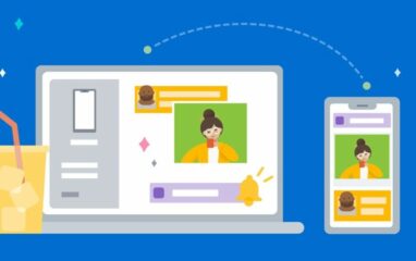 Grafische Darstellung der Verbindung von Laptop und Smartphone.