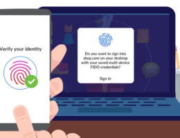 Eine Illustration zeigt, wie eine biometrische Nachweis am Smartphone das Passwort ersetzen könnte. Bild: Fido Alliance