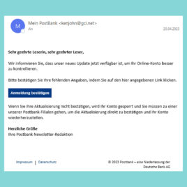 Beispiel einer Phishing Mail